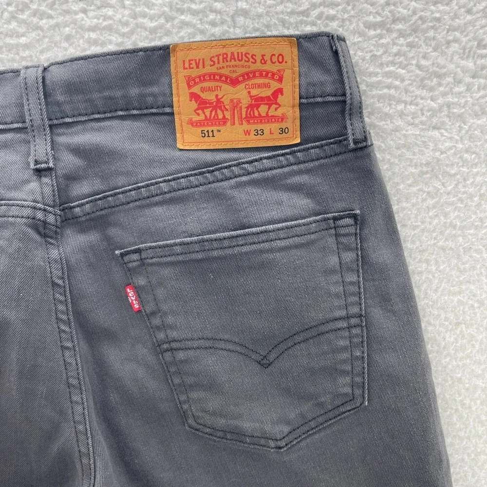 Levis Jeans Mens 33x30 Gray 511 Slim Fit Denim Stretch Y2K Preppy Emo Skater